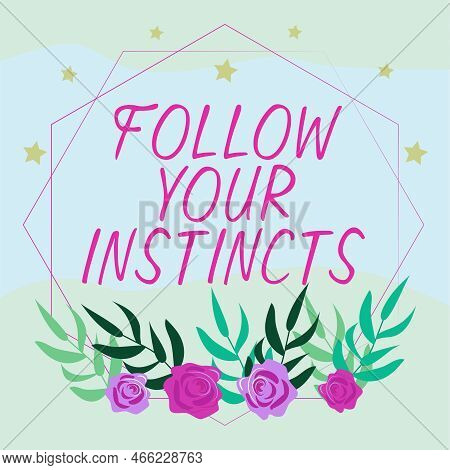 Text Showing Inspiration Follow Your Instincts. Business Overview Listen To Your Intuition And Liste