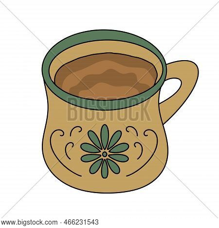 Champurrado Chocolate Based Atole, A Warm Mexican Beverage. Latin American Traditional Drink In Cute