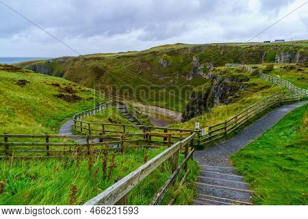 View Of The Smoo Cave Site Landscape, In The Highlands, Scotland, Uk