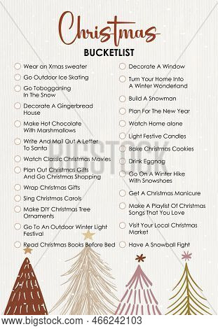 Christmas Bucketlist, Winter Todo List, Downloadable, A4