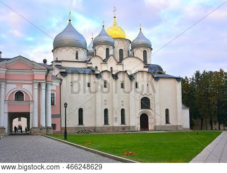Veliky Novgorod, Russia, 10.01.2022. St. Sophia Cathedral Of The Novgorod Kremlin. Monument Of Russi