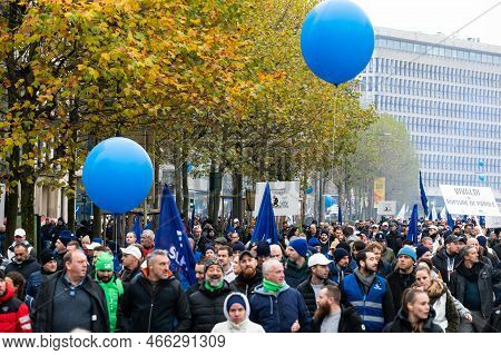 Brussels Capital Region, Belgium - 11 28 2022 - Police Demonstrates Against Violence Against Cops. D