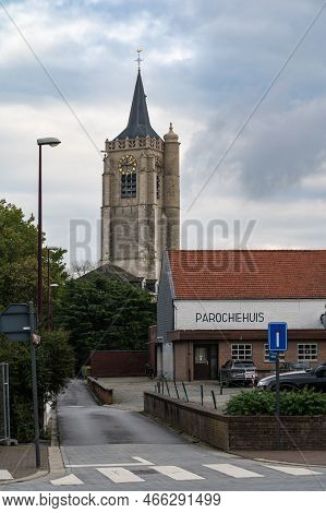 Ternat, Flemish Brabant Region, Belgium, 11 04 2022 - View Over The Streets And Catholic Church Of T