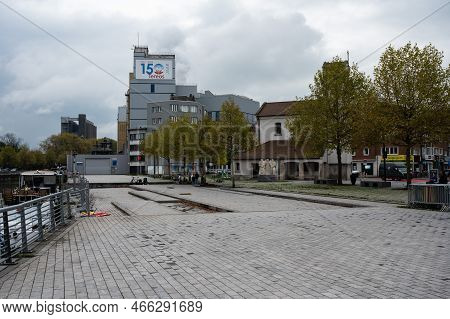 Aalst, Flemish Brabant, Belgium - 11 02 2022 - Railway Station Square And The Tereos Syral Sugar Pro