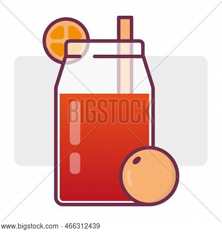 Cartoon Jar Juice Tube. Vector Illustration. Stock Image.