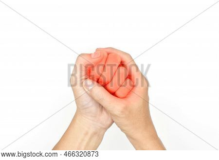 Finger Joints Inflammation. Concept And Idea Of Rheumatic Arthritis, Imgrating Polyarthritis Or Arth