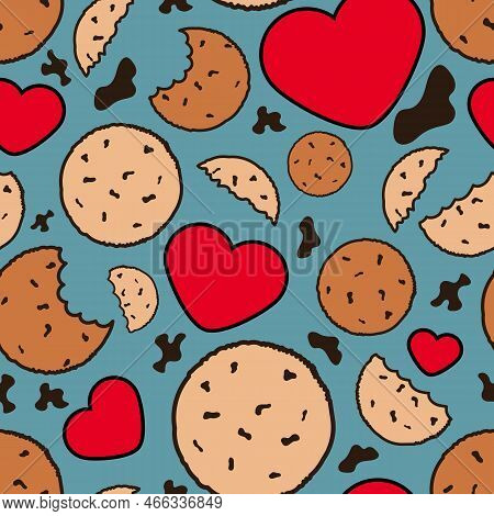 A Seamless Pattern Of Cookies And Chocolate Crumbs