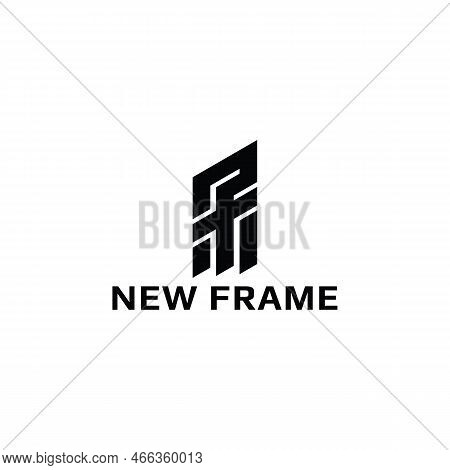 Abstract Initial Letter Nf Or Fn Logo In Black Color Isolated In White Background Applied For Clothi