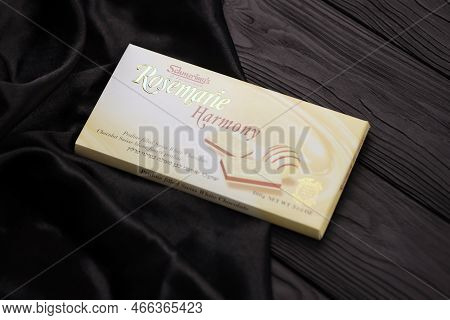 Kharkiv, Ukraine - November 3, 2021: Schmerlings Rosemarie Harmony White Chocolate - Premium Swiss W