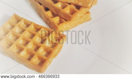 Golden Brown Croffle.fresh Croffle On White Background.croissant Waffle.close Up