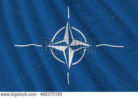 Abkhazia Flag With Big Folds Waving Close Up Under The Studio Light Indoors. The Official Symbols An