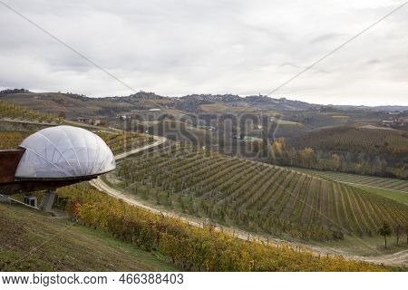 Alba (cn), Italy - November 19, 2022: The Ceretto Winery Hill, Alba, Cuneo, Piedmont, Italy.