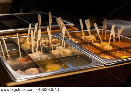 Japanese Cuisine Oden With Tomyum Soup And Clear Soup.