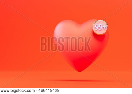 99 Likes To A Post On Social Networks Or To A Video. A Red Heart On A ...