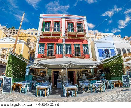 Symi, Greece - July 3, 2022: The House In Which, At The End Of World War Ii, The Capitulation Was Si