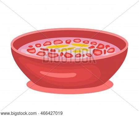 Thapthim Krop Or Red Ruby Dessert - Traditional Thai Sweet Food. Pomegranate Seeds From Water Chestn