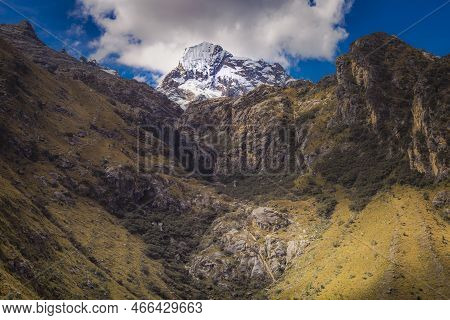 Huascaran Mountain Massif In Cordillera Blanca, Snowcapped Andes, Ancash, Peru