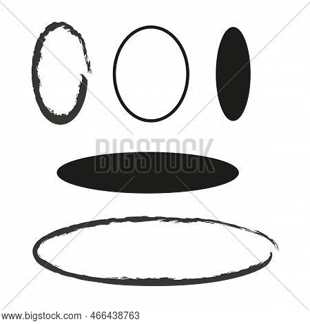 Brush Ovals. Doodle Circle Set. Circular Frame. Edge Frame. Vector Illustration. Stock Image.