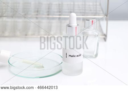 Malic Acid In A Bottle, Chemical Ingredient In Beauty Product, Skin Care Products