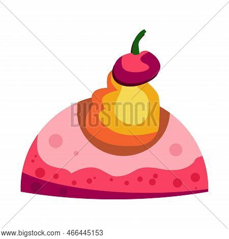 Illustration Of Cake Design With The Addition Of Lychees On Top. Flat Vector Style Artwork Best