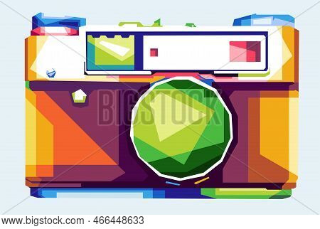Cool Camera With Advanced Lens Design Cartoon Wpap Popart Artwork Illustration With Cool Color