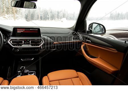 Moscow, Russia - February 05, 2022. Bmw X3 (g01), Interior View. Compact Luxury Crossover Suv. Bmw L