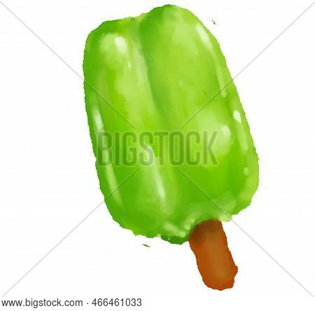Frozen Cold Ice Cream Sweet Summer Dessert Watercolor Paitning Refreshing Illustration