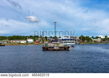 Solovetsky Island, Russia, June 16, 2022: Tamarin Pier On Solovetsky Island. The Ship On Tamarin Pie