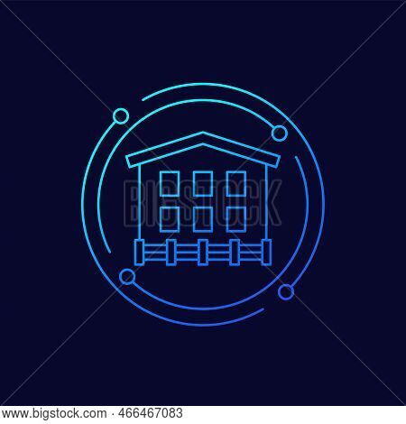 Guesthouse, A Small Hotel Line Vector Icon