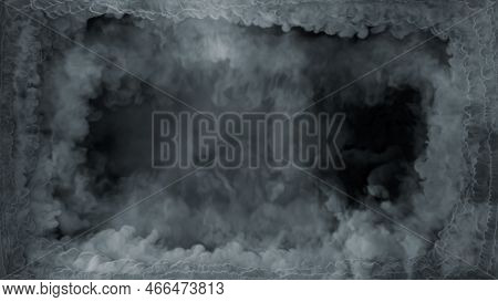 Blue Smoke Content Frame Like Tunnel In Clouds, Isolated - Object 3d Illustration
