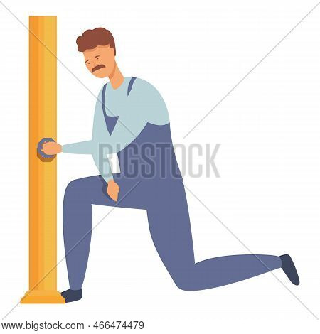 Gasman Fix Pipe Icon Cartoon Vector. Gas Worker. Work System
