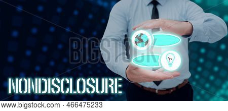 Conceptual Caption Nondisclosure. Word For Legal Contract Confidential Material Or Information