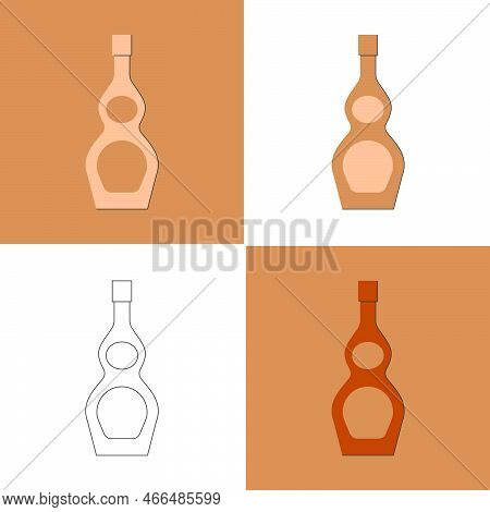 Bottle Of Cognac, Great Design For Any Purposes. Flat Style. Color Form. Party Drink Concept. Icon B