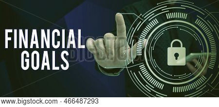 Hand Writing Sign Financial Goals. Internet Concept Targets Usually Driven By Specific Future Financ
