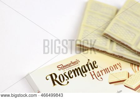 Kharkiv, Ukraine - November 3, 2021: Schmerlings Rosemarie Harmony White Chocolate - Premium Swiss W