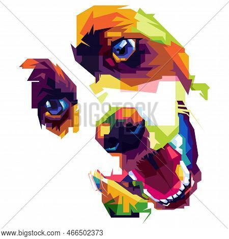 Design Illustration Of A Smiling Dog Face Cartoon Wpap Popart Artwork Illustration With Cool Color
