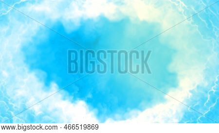 Bright Blue Clouds Tonnel To Heaven Or Paradise, Frame - Abstract 3d Rendering