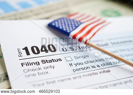 Tax Form 1040 U.s. Individual Income Tax Return, Business Finance Concept.