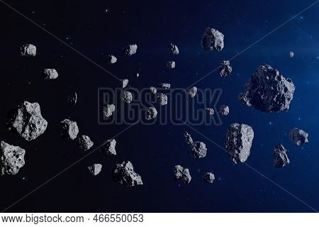 Asteroid Belt. Meteorites. Deep Space Image, Science Fiction Fantasy In High Resolution Ideal For Wa