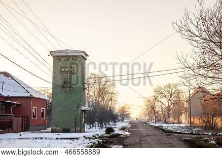 Selective Blur On A Power Substation Of A Power Electric Line With An Old Connection System To The P