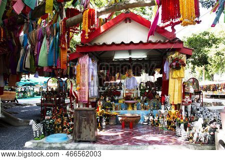Ancient Shrine Antique Angel Deity Statue For Thai People Travelers Travel Visit And Respect Praying