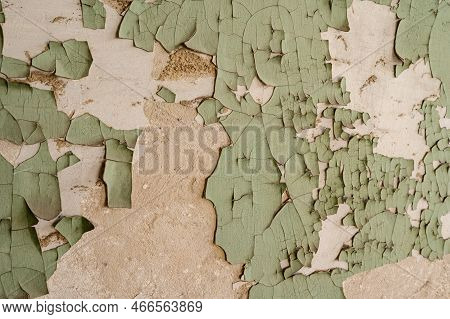 Peeling Paint On The Wall Of An Old And Abandoned House.