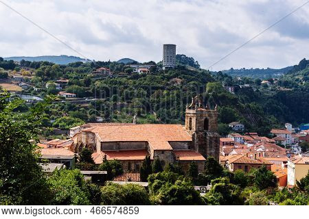 Aerial Cityscape Of The Town Of Laredo In Cantabria, Spain