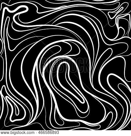 Abstract Distorted Lines Texture With Bold Monochrome Wavy Stripes Vector Seamless Pattern.creative 