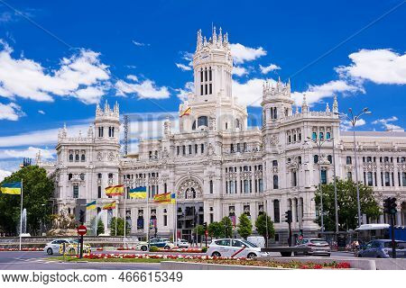Madrid, Spain - June 20, 2022: Communications Building In Cibeles Square In Madrid