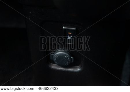 Novosibirsk, Russia - November  28, 2022:   Suzuki Wagon R, Close Up Shot Of Car Seat Heating Contro
