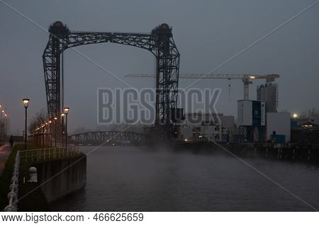 Neder-over- Heembeek, Brussels Capital Region, Belgium - 11 19 2022 - The Buda Suspension Bridge At 