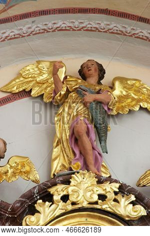 Archangel Raphael, Statue On The Altar Of St. Francis Borgia In The Parish Church Of Our Lady Of Sno