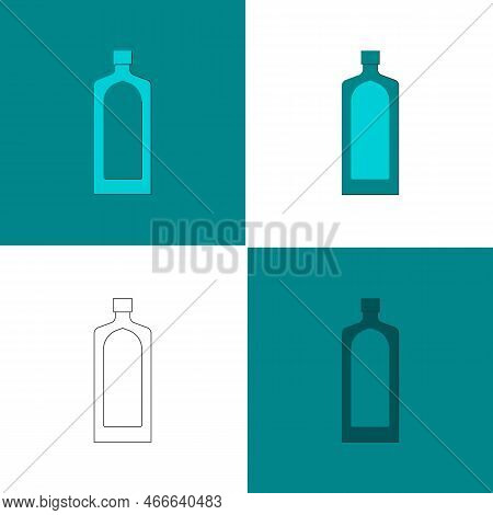 Bottle Of Gin, Great Design For Any Purposes. Flat Style. Color Form. Party Drink Concept. Icon Bott
