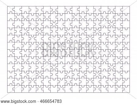 Puzzle Grid With 204 Blank Pieces. Outlined Mosaic Background, Pattern With Empty Linear Parts For P